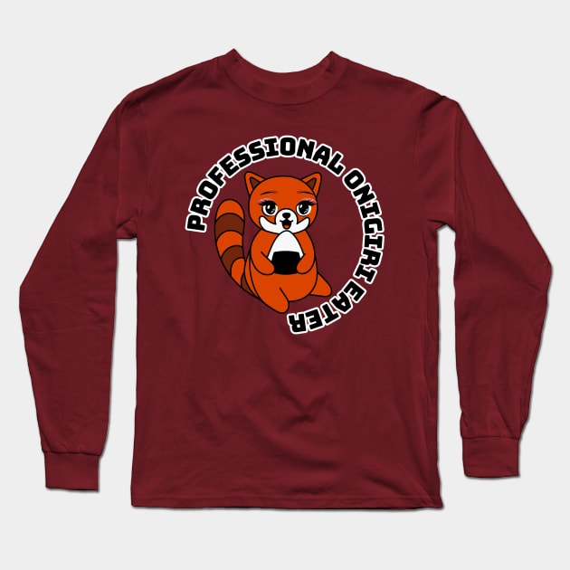 Red Panda Onigiri Eater Long Sleeve T-Shirt by CuteAndFun